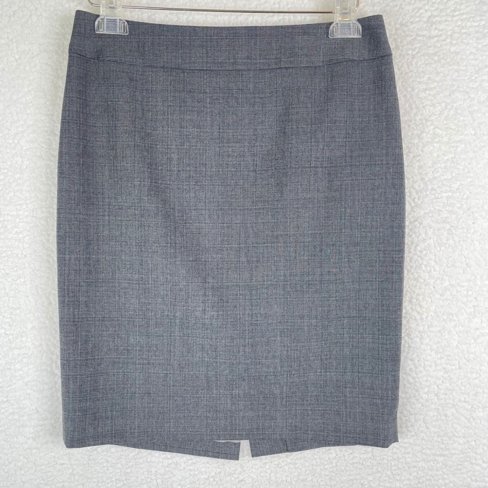Ann Taylor Petite Grey Glen Plaid Pencil Skirt Size 6P Business Professional